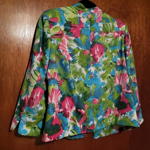 Kim Roger's Size 12 Womens Open Front Lined Floral Spring Casual Jacket - Picture 9 of 10